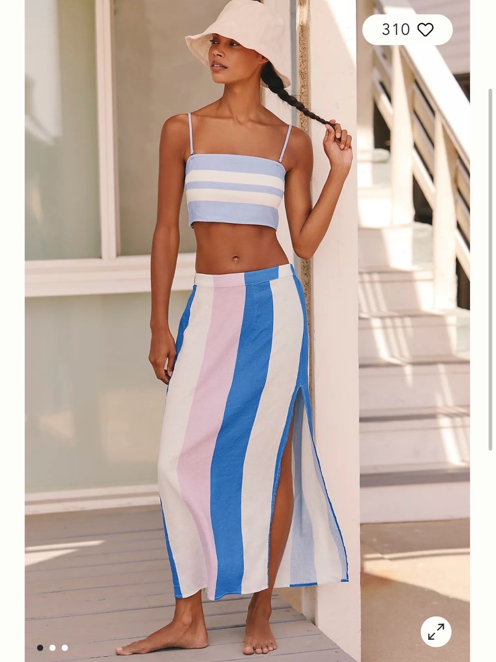 NWT SET: Anthropologie/Celandine linen stripe Maxi Skirt & top, size M/L